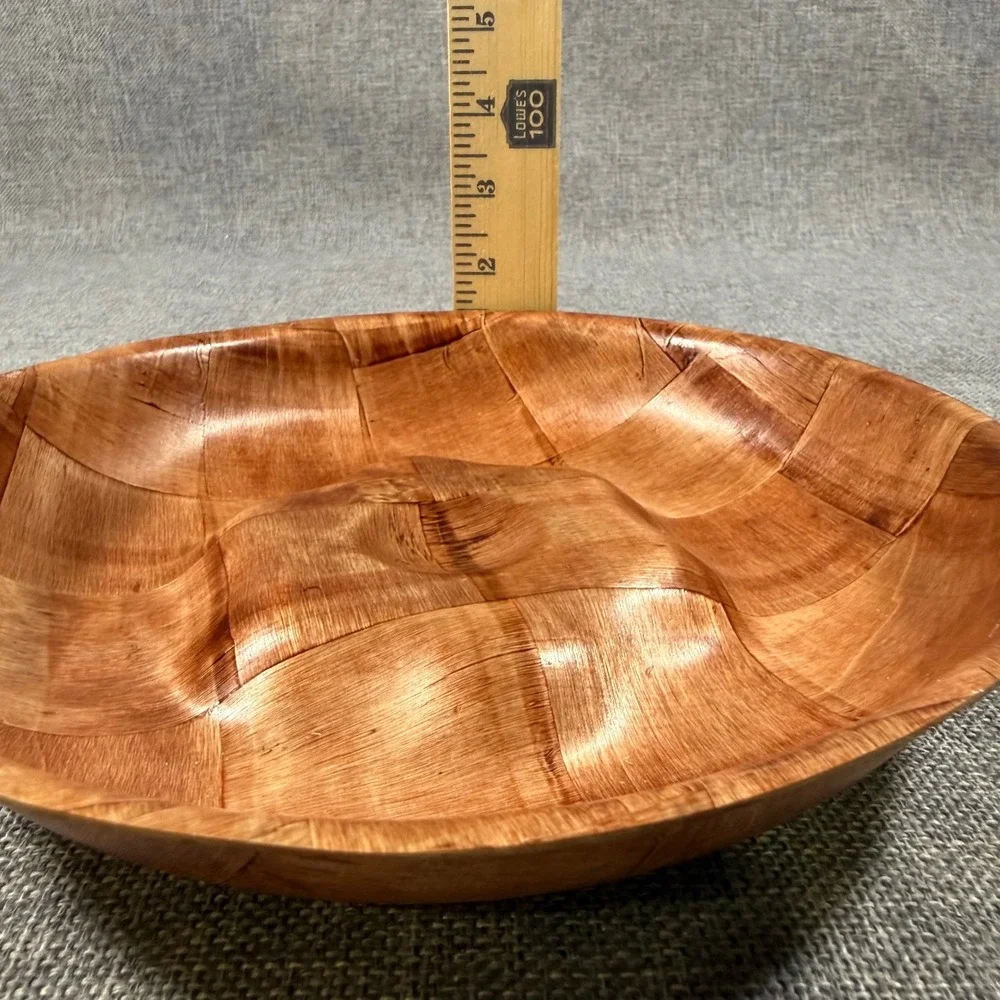 VTG MCM Eez Woven Wood Chip & Dip Bowl Tray Taiwan 10